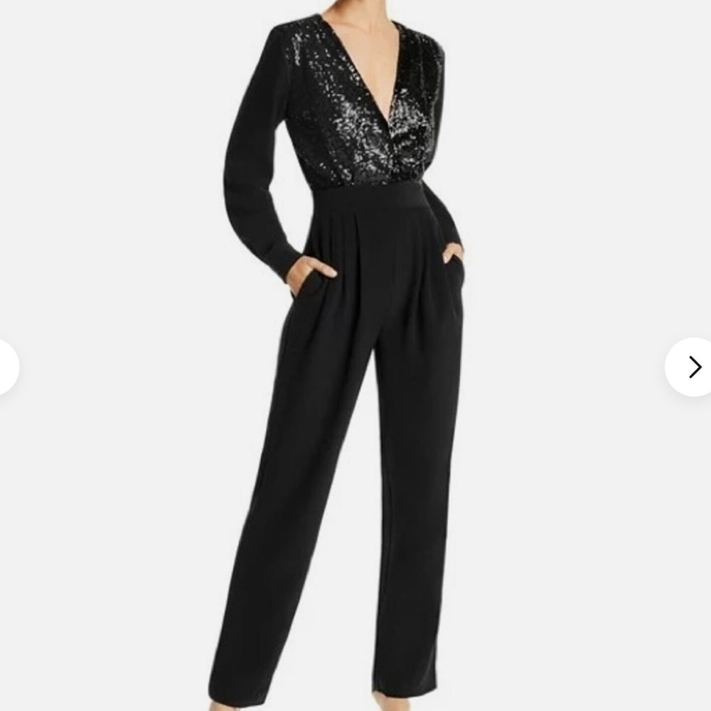 Lini Stella Sequined Embellished Long sleeve Jumpsuit in Black size S NIB